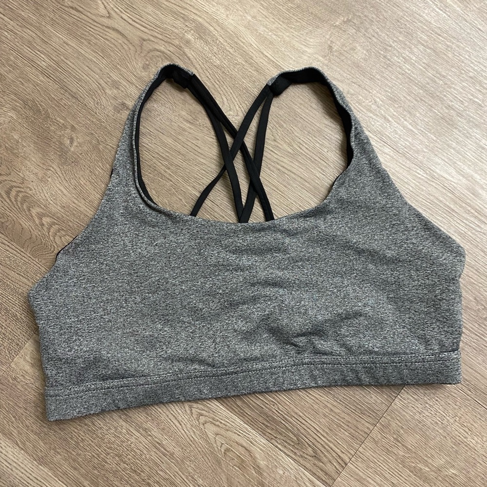 Icyzone Gray Sports Bra with Black Straps SIZE XXL